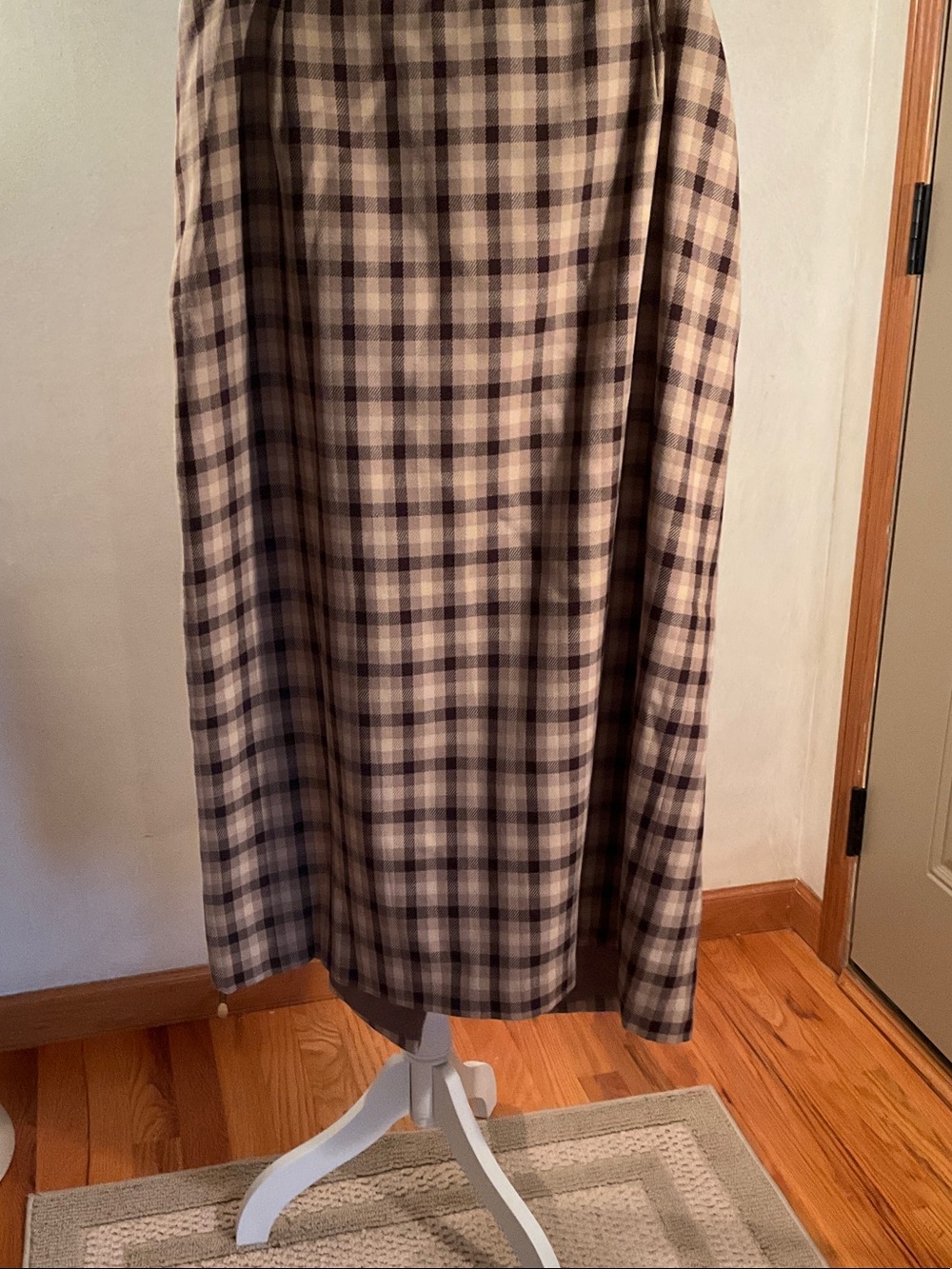Nine & Co. Plaid Maxi Skirt in Brown and Cream